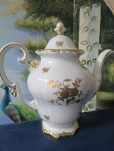 German Weimar Katharina Pattern Large Tea Pot Golden Flowers 11 X 11&quot; - £154.88 GBP