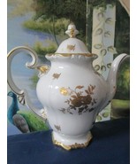 GERMAN WEIMAR KATHARINA PATTERN LARGE TEA POT GOLDEN FLOWERS 11 X 11&quot; - $270.80 CAD