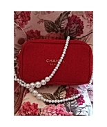 NEW Chanel Red Cosmetic/Makeup Bag w/ Chain, Box, Ribbon &amp; Charm NWOT - £97.14 GBP