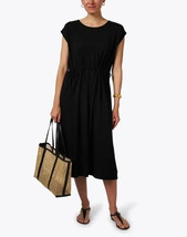 Cos Navy Draped Sleeveless Dress Preppy Light Business Casual Waist Tie Med - $39.59