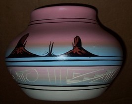 Signed Jaycee Navajo Native Indian Pink Etched Pottery - £149.83 GBP