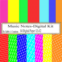 Music Notes 2 Digital Kit-Digtial Paper-Art Clip-Gift Tag-Jewelry-T shirt - £0.99 GBP