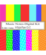 Music Notes 2 Digital Kit-Digtial Paper-Art Clip-Gift Tag-Jewelry-T shirt - $37.30 MXN