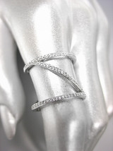 Chic & Unique Thin 18kt White Gold Plated Cz Crystals Zig Zag Z Wide Ring - $26.99