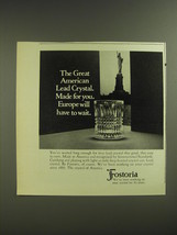 1974 Fostoria Crystal Advertisement - The Great American Lead Crystal - £14.87 GBP