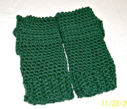 Green Fingerless Crochet Gloves, Handmade, Mittens - £9.40 GBP