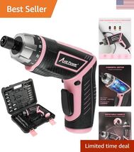 Pink Electric Cordless Screwdriver Set Rechargeable 4V Power Screwdriver... - $49.43