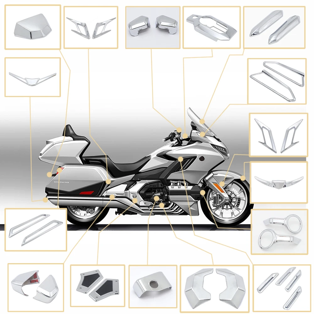 Set Motorcycle front rear chrome trim Decorative Covers   wing 1800 F6B GL1800 2 - £147.85 GBP