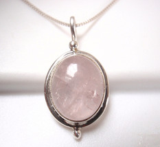 Rose Quartz Oval 925 Sterling Silver Pendant 4.3ct - £18.69 GBP