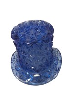 BOYD Glass Top Hat Cobalt Blue Diamond  Jewelry Trinket Dish Daisy &amp;Buttons Gift - £23.88 GBP
