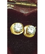Estate Vintage  .50ct  Round Cut Cubic Zirconia  14k Yellow Gold  Earrin... - $308.59 CAD