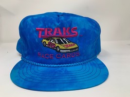 Vintage VTG 90s Tie Dye Traks Race Cards Adjustable Slide Back Rope Hat - £17.70 GBP