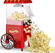 Nostalgia Popcorn Popper Machine 8 Oz Popcorn Maker with Cart Without oil Red - £59.77 GBP