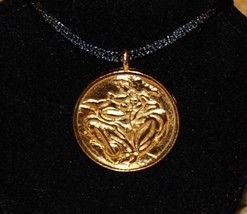 Linda Le Kinff &quot;Woman&quot; Signed Medallion Necklace Pendant on Silk Cord - £17.40 GBP