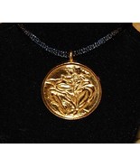 Linda Le Kinff &quot;Woman&quot; Signed Medallion Necklace Pendant on Silk Cord - £17.20 GBP