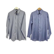 Tasso Elba shirt Medium 34/35 mens long sleeve button up 15 1/2 blue lot of 2 - £15.87 GBP