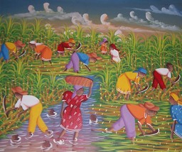 Signed T. Jucelet Caribbean Creole Haiti Art Painting - £1,539.43 GBP
