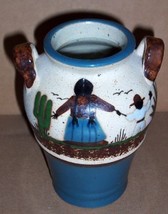 Signed Tonala Mexico Native Latino Pottery Art Vase Jug - £43.45 GBP