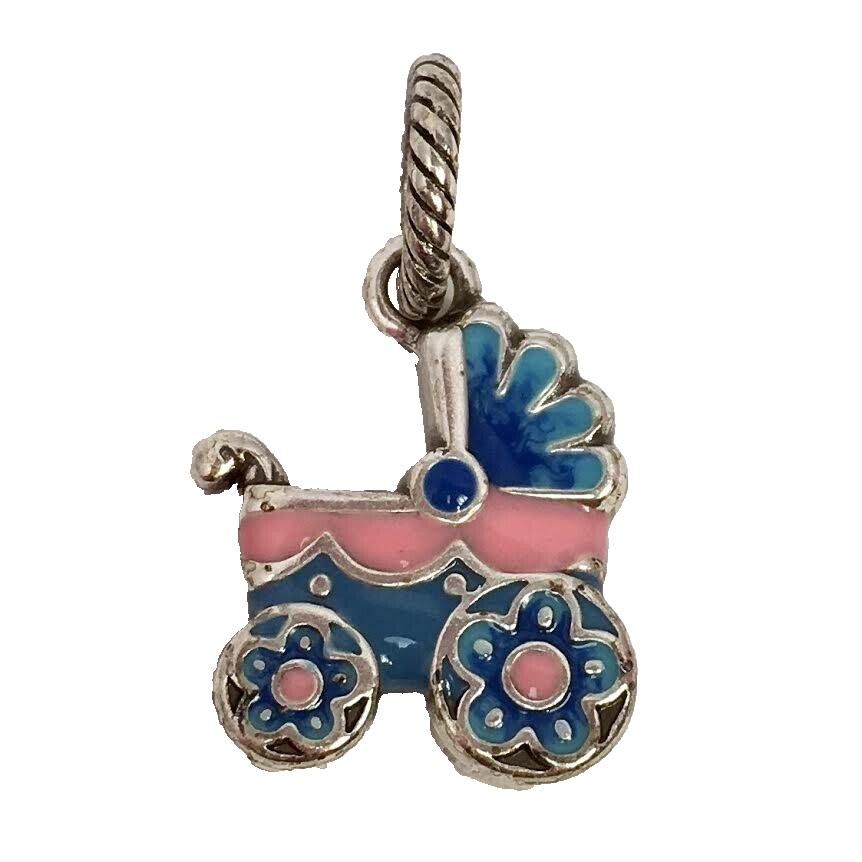 Brighton Baby Buggy Charm, J90452 Silver Finish With Colorful Enamel - $12.34