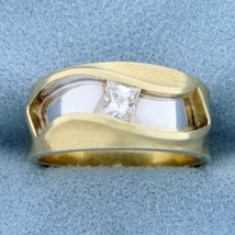 Unique Designer 1/3ct Princess Cut Solitaire Diamond Ring in 14k Gold - £722.48 GBP