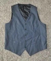 Mens Suit Vest Axist Gray Light Plaid Pin Striped Tailored 5 Button $60-size L - £18.20 GBP