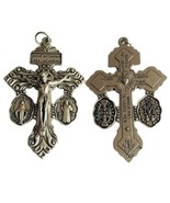 3-Way Pardon Crucifix with attached St Benedict &amp; Miraculous Medals 2 1/... - $17.29 CAD