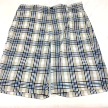 Chaps Shorts Mens Size 30 Blue Plaid Flat Front Chino Shorts - $16.95