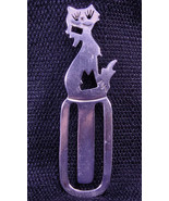 Taxco, Mexican Sterling Silver Cat Bookmark, Handcrafted, Vintage - $31.00