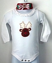 Holiday/Christmas Rudolph Reindeer Long Sleeve Bodysuit + Socks &amp; Headba... - £17.26 GBP