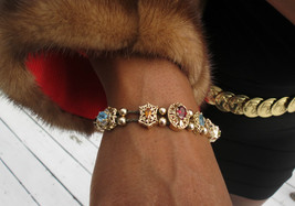 14k gold 11 slides bracelet with Amethyst sapphire, topaz, ruby peridot ... - £2,690.62 GBP