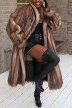 Mint Designer Full length Stone Marten Sable Fur coat Stroller  Sz L-XL 10-18 - £2,374.07 GBP