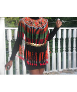 New  Rare African Maasai Or Asian Beaded Bib Collar wrap necklace TasselsTop S-L - $1,781.99