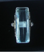 Estate Huge 20.70 carat Aquamarine &amp; diamond 14k yellow gold &amp; SS ring S... - $5,345.99