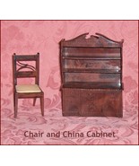 Renwal   China Cabinet and Chair Hard Plastic   Dollhouse Furniture - $10.34