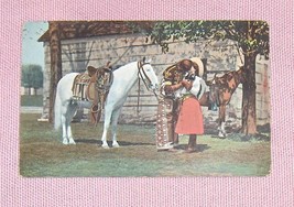 Color Postcard Couple with their 2 Horses - £6.88 GBP