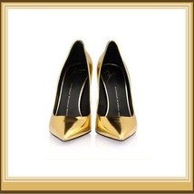 PU Leather Metallic Gold Mirror Pointed Toe High Heel Stiletto Classic Pumps   image 2