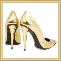PU Leather Metallic Gold Mirror Pointed Toe High Heel Stiletto Classic Pumps   image 3