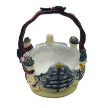 X&#39;mas Bowl &quot;Make The Season Bright&quot; Snowmen Decorated Ceramic Holiday Basket - £11.18 GBP