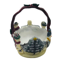 X&#39;mas Bowl &quot;Make The Season Bright&quot; Snowmen Decorated Ceramic Holiday Basket - £10.65 GBP