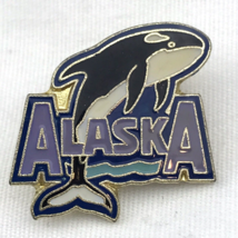 Alaska Orca Killer Whale Pin Gold Tone Enamel - £9.67 GBP