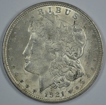 1921 P Morgan circulated silver dollar AU details - $36.00