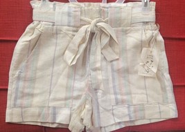 INDIGO REIN Paperbag High Waisted Belted Women&#39;s Shorts, Linen Blend, - £8.80 GBP