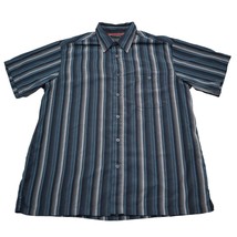 ME Sport Collection Shirt Mens XL Blue Striped Short Sleeve Collared But... - $25.72