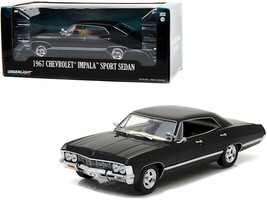 1967 Chevrolet Impala Sport Sedan Tuxedo Black 1/24 Diecast Model Car Greenlight - £33.81 GBP