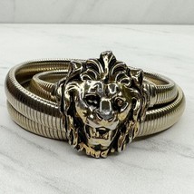 Anne Klein Vintage Lion Head Buckle Coil Stretch Cinch Belt Size XS Small S - £29.27 GBP