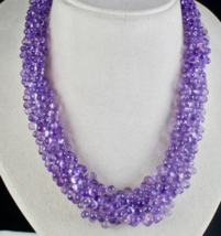 Pink Amethyst Beaded Drops Necklace 768 Ct Natural Gemstone Bunch Silver Clasp - £797.35 GBP