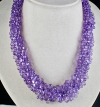 Pink Amethyst Beaded Drops Necklace 768 Ct Natural Gemstone Bunch Silver Clasp - $997.50