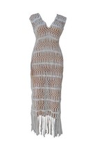 Women&#39;s Tassel Crochet Stylish Swimsuit Knit Bikini Cover Up Beach Dress (White, - £19.56 GBP