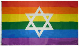 Israel Jewish Rainbow Pride LGBTQ 100D Woven Poly Nylon 2'X3' Feet Flag Banner - £15.12 GBP