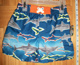 Fashion Gift Op Baby Clothes 18M Blue Shark Nautical Boy Bathing Suit Swim Trunk - £9.75 GBP